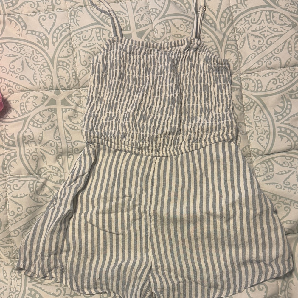 abercrombie kids Blue and White Striped Romper